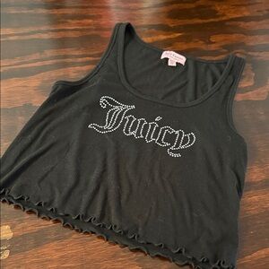 Juicy Couture Black Crop Top with Rhinestone Logo